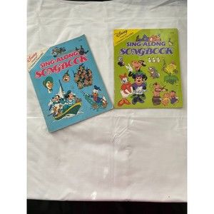 TWO Vintage 1987 Disney Sing Along SONGBOOKS Childrens Music Kids Favorite Songs